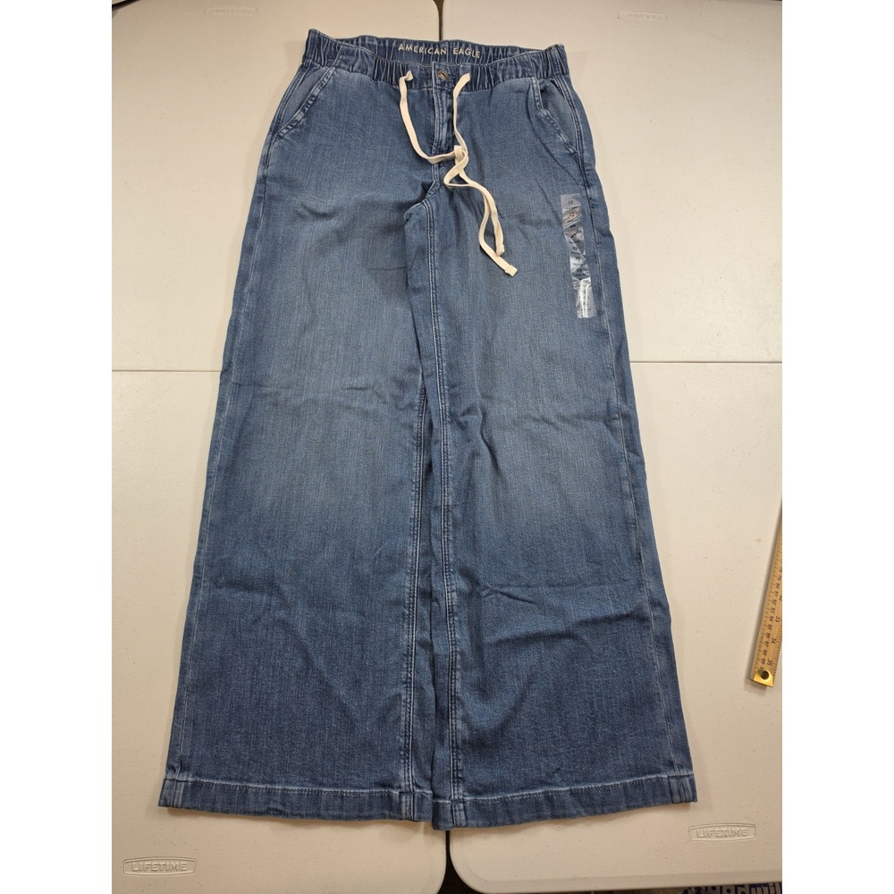 American Eagle Outfitters Low Rise Ultra Wide Leg Jeans Women's Blue XS Stretch